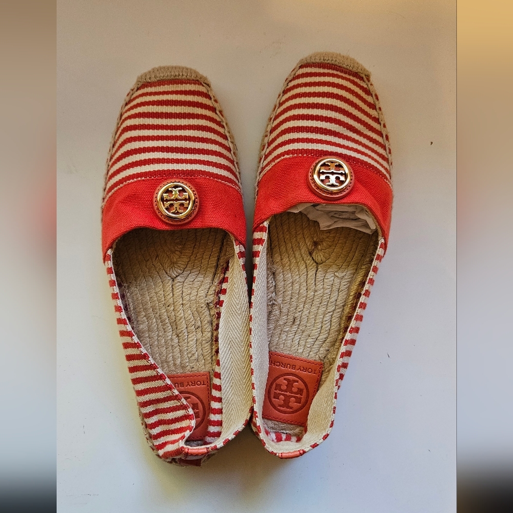 Tory Burch Red Striped Espadrilles
